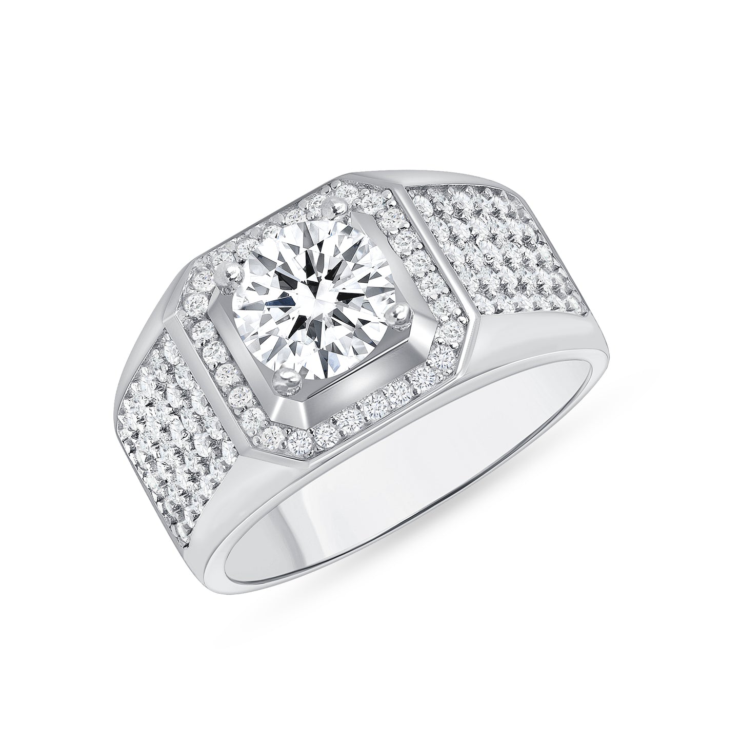 Silver 925 Rhodium Plated Men's Ring. GR10208R