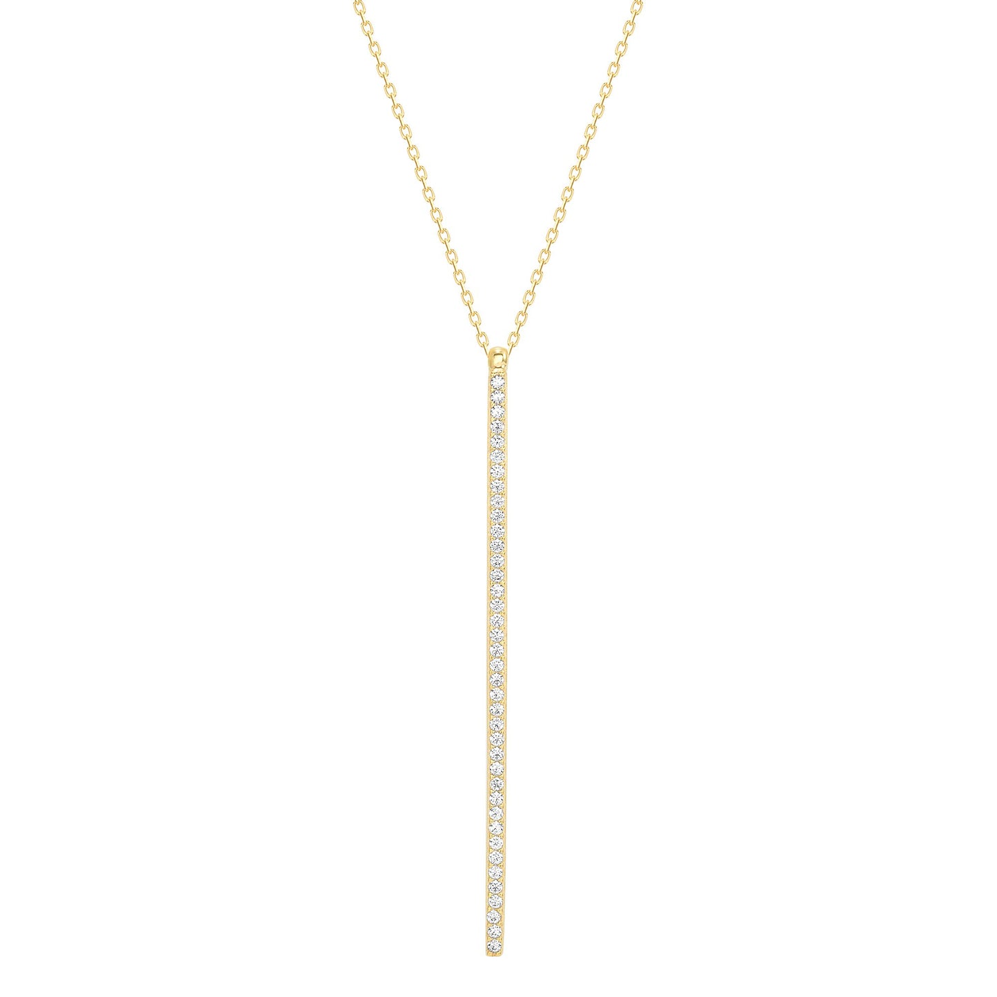 Silver 925 Yellow Gold Plated Long Yellow Gold Bar Drop Pendant. HJ366-G