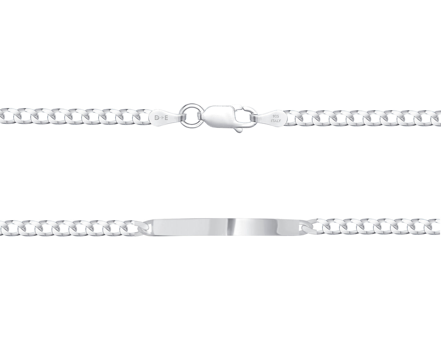 Silver 925 Curb 080 ID Bracelet. IDC080