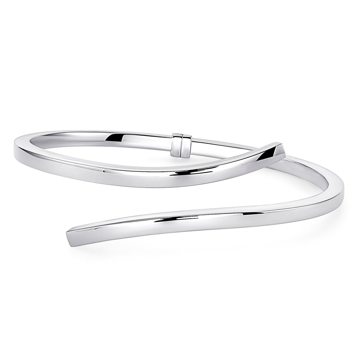Silver 925 Rhodium Plated Italian Hollow Endless Bangle. ITBR696-R