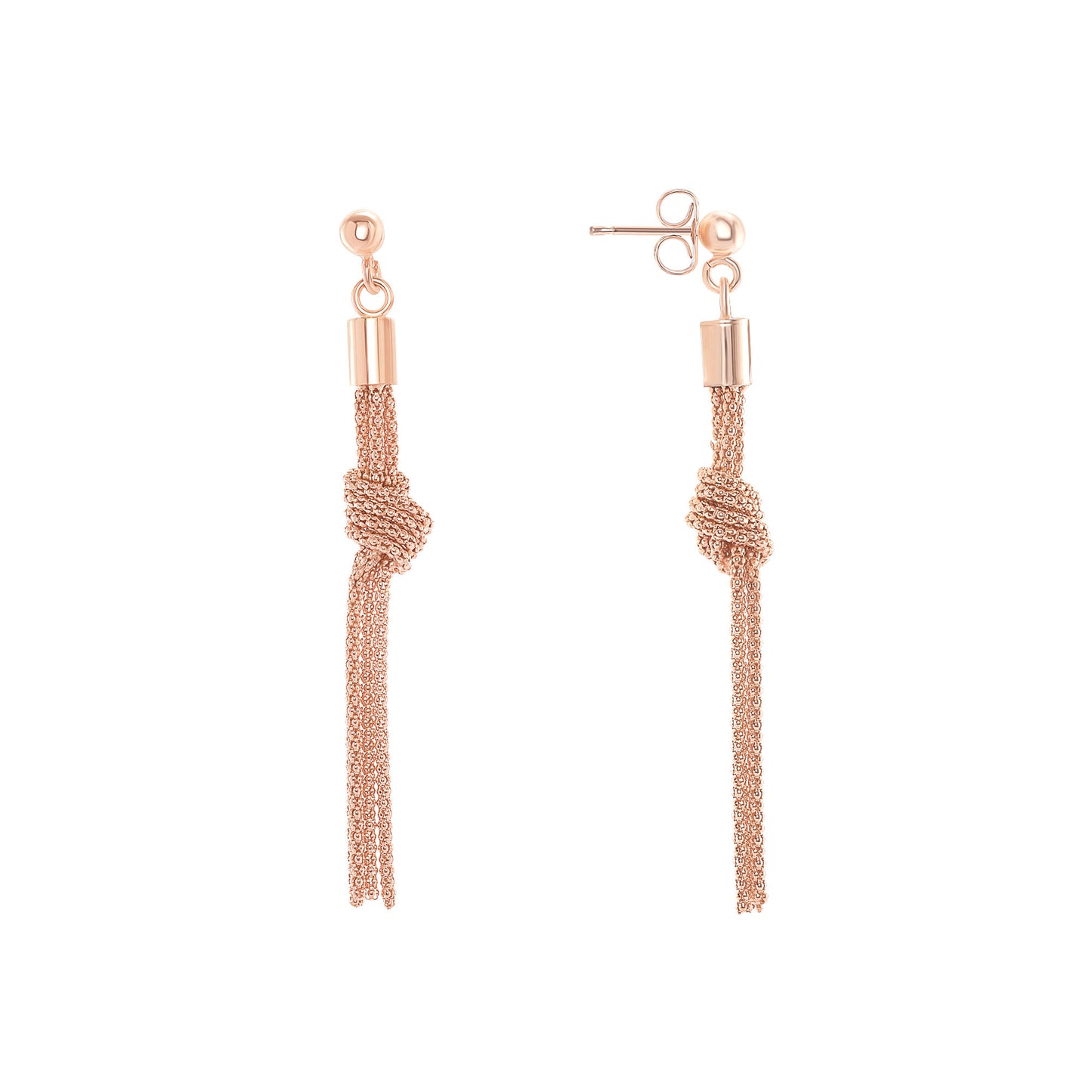 Silver 925 Rose Gold Plated Knot Earrings. ITE561-RG