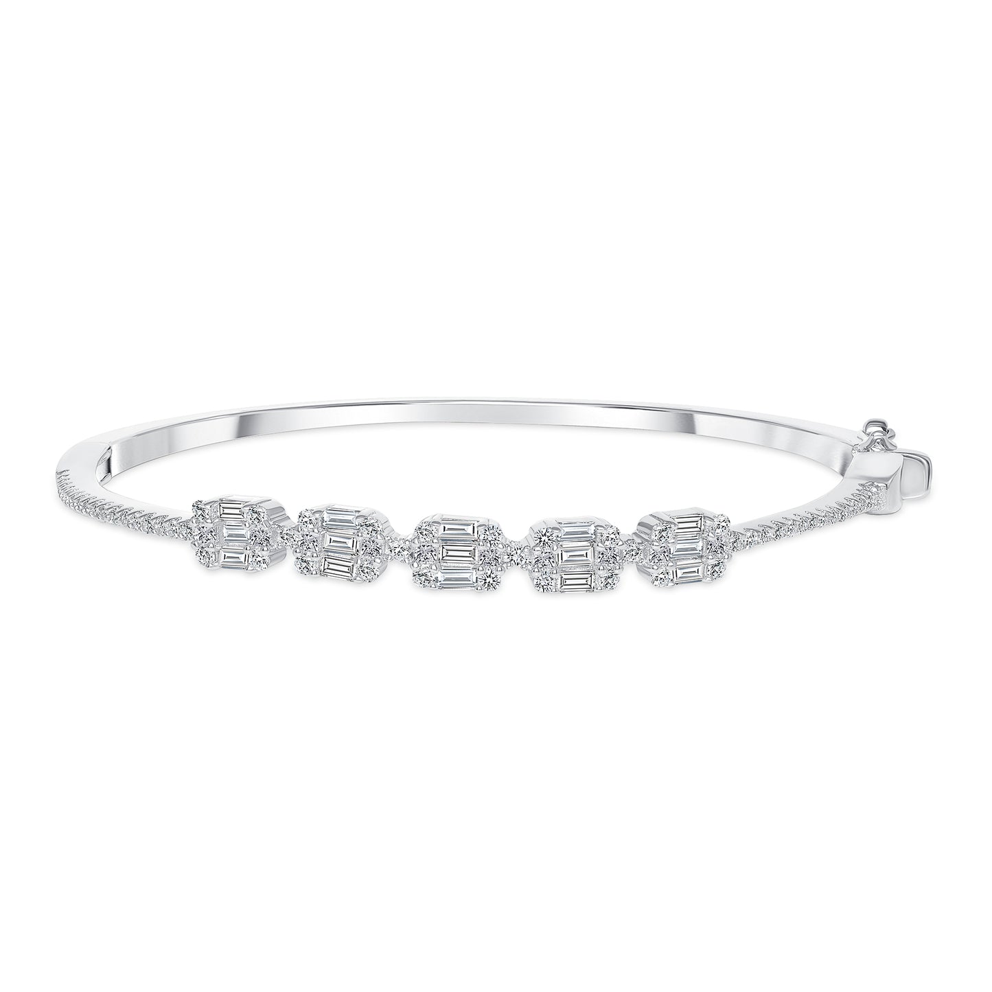 Silver 925 Heart Cubic Zirconia Bangle. KBA0274CLR
