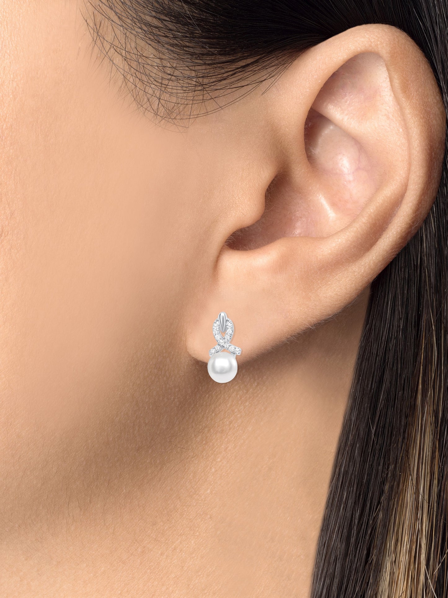 Silver 925 Cubic Zirconia Shell Pearl Set. SETBP14889