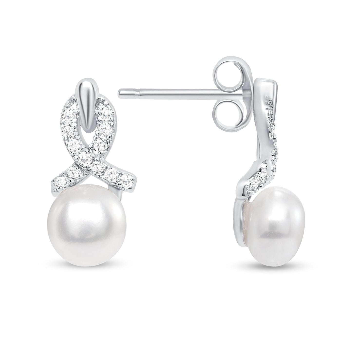 Silver 925 Cubic Zirconia Shell Pearl Set. SETBP14889