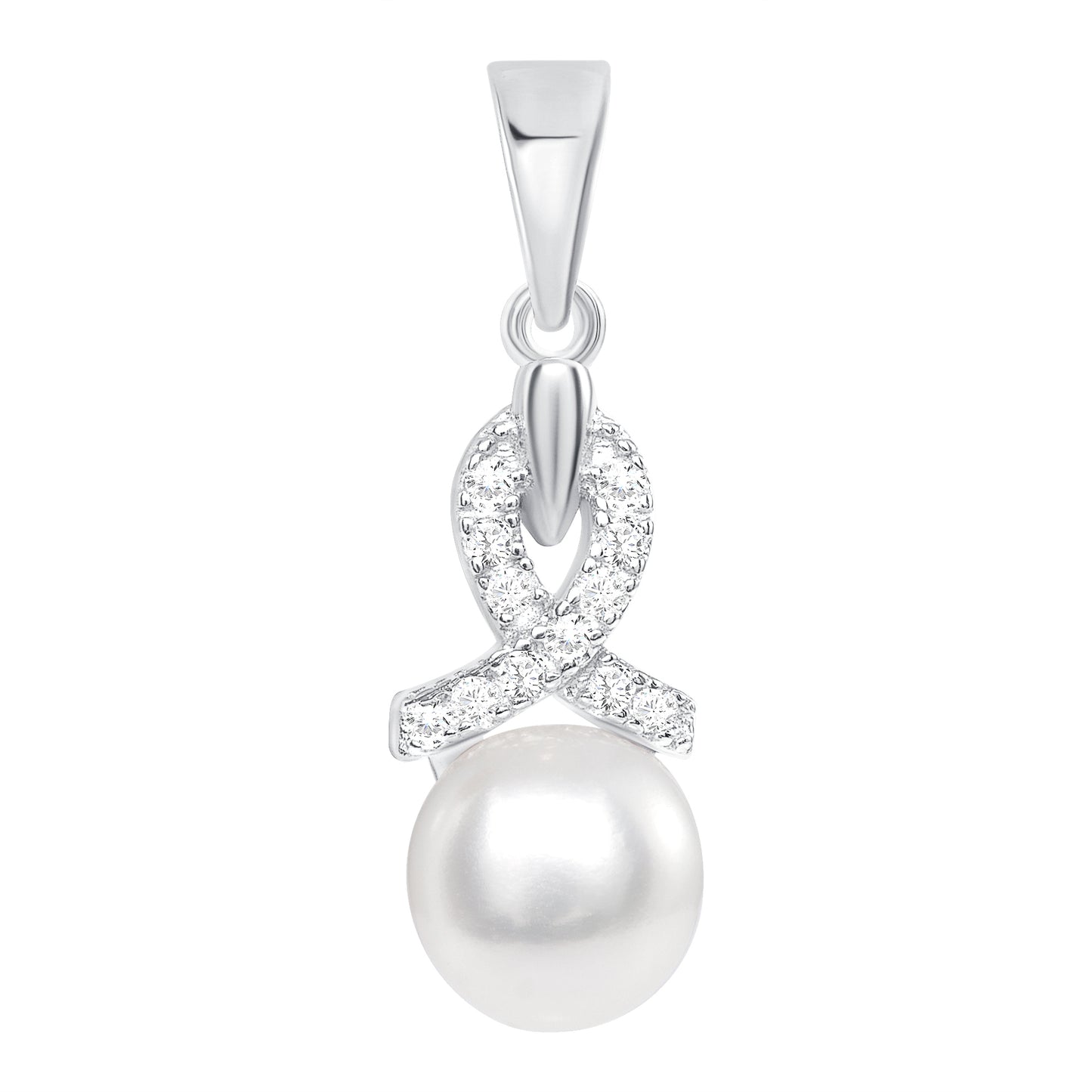 Silver 925 Cubic Zirconia Shell Pearl Set. SETBP14889