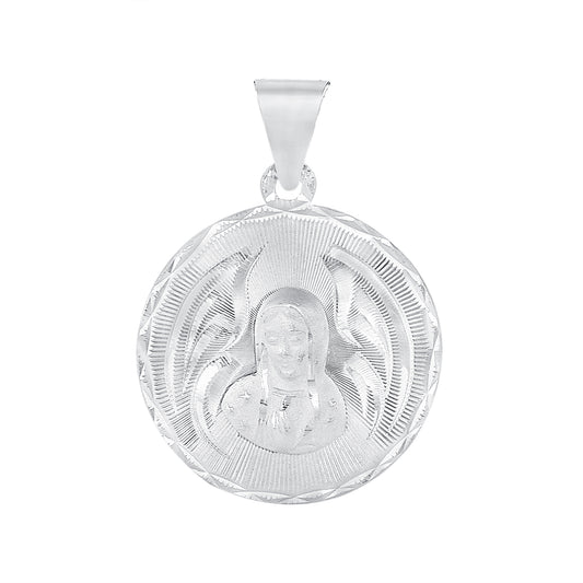 Silver 925 Virgin of Guadalupe Diamond Cut Medallion. MEDA31