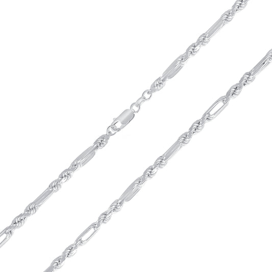 Silver 925 5mm. Italian Figaro Rope Chain. MILANO5MM