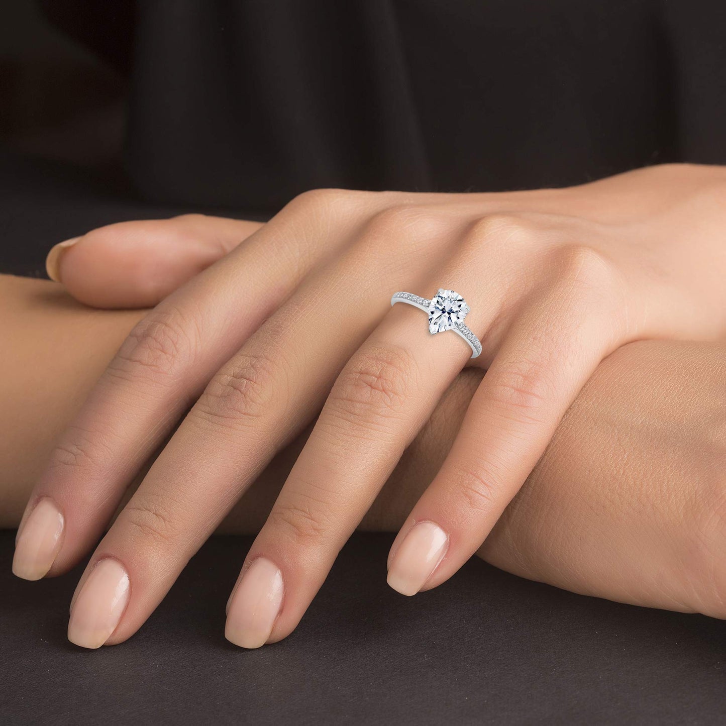 Sterling Silver Eternity Band Solitaire Pear Shape