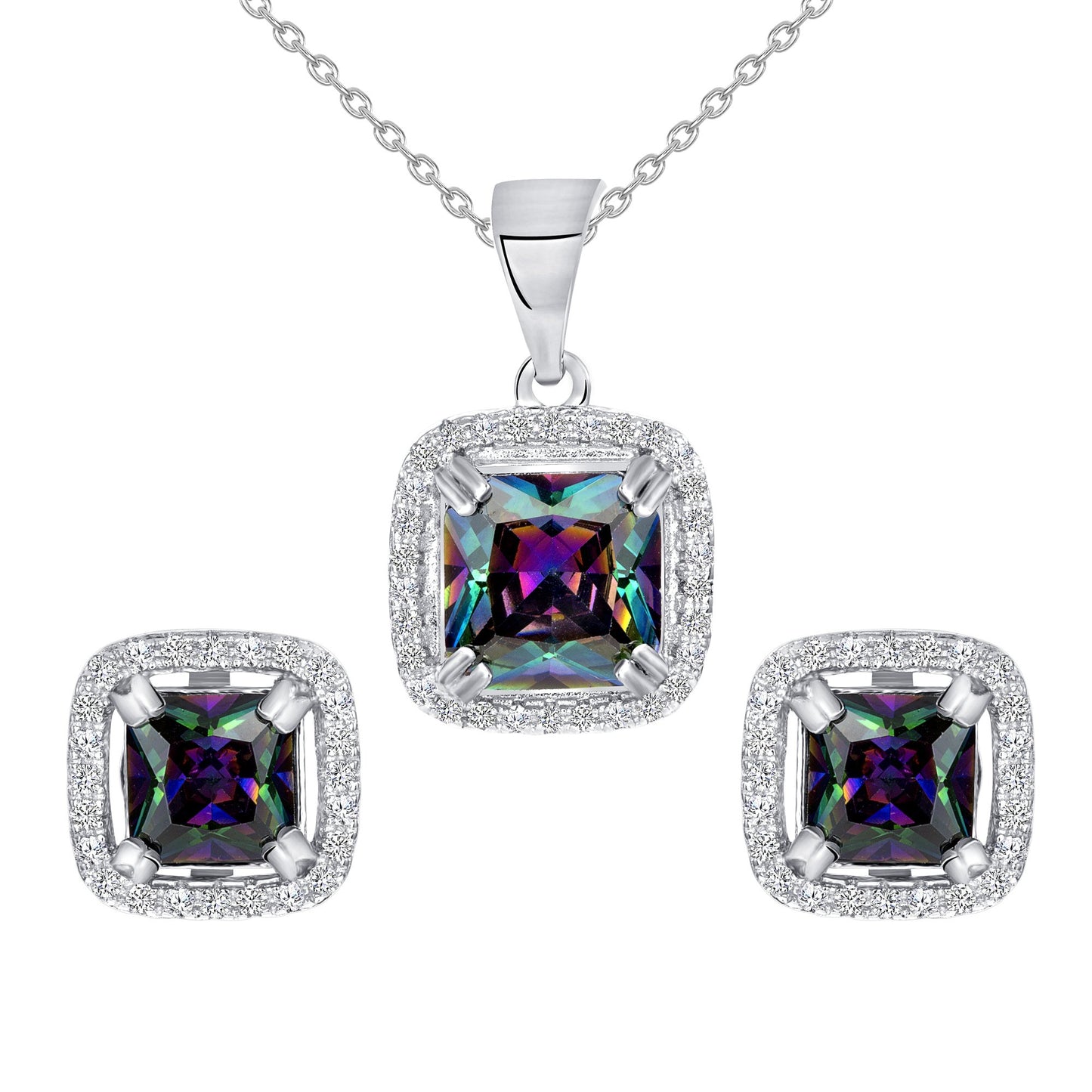 Sterling Silver Mystic Topaz Square Set