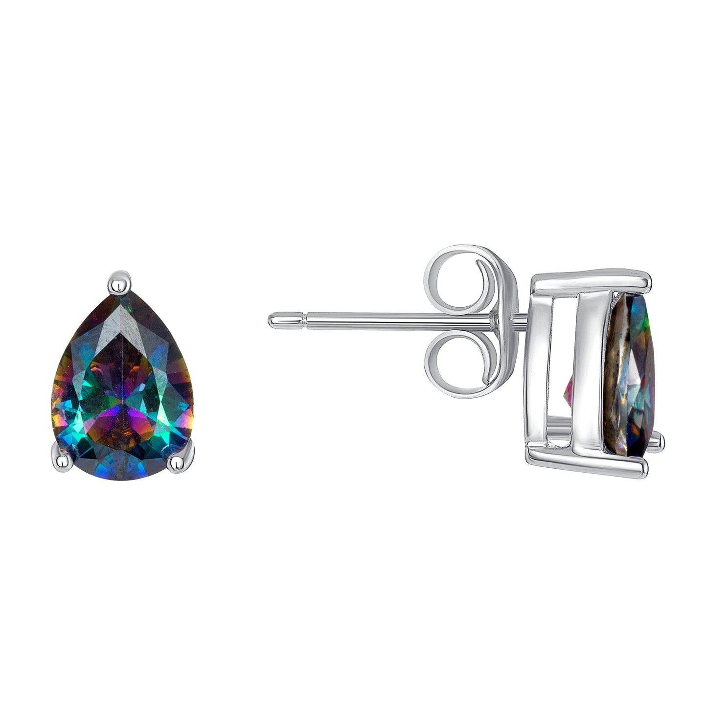 Silver 925 Rhodium Plated Cubic Zirconia Mystic Topaz Set. PS1279C1