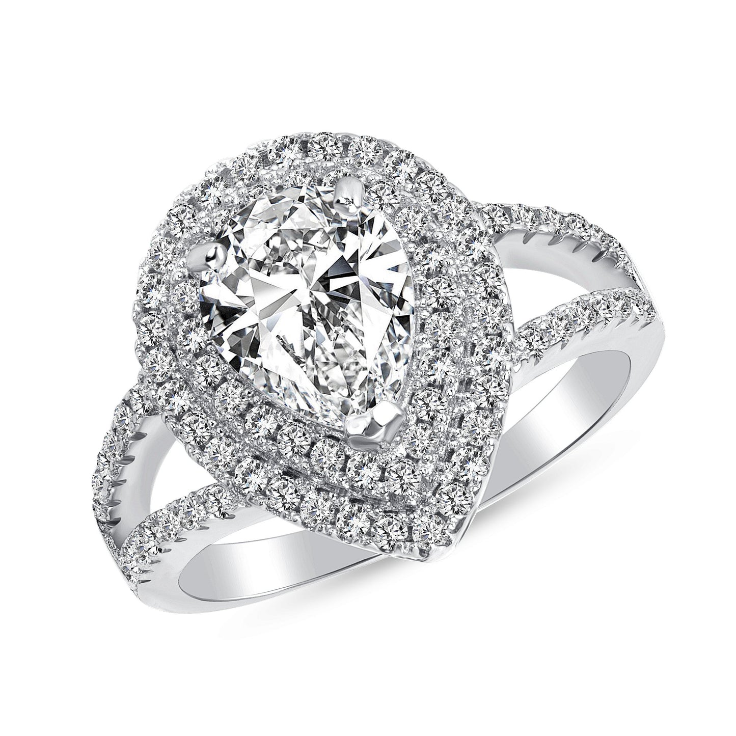 Sterling Silver Pear Shape Cut Ring