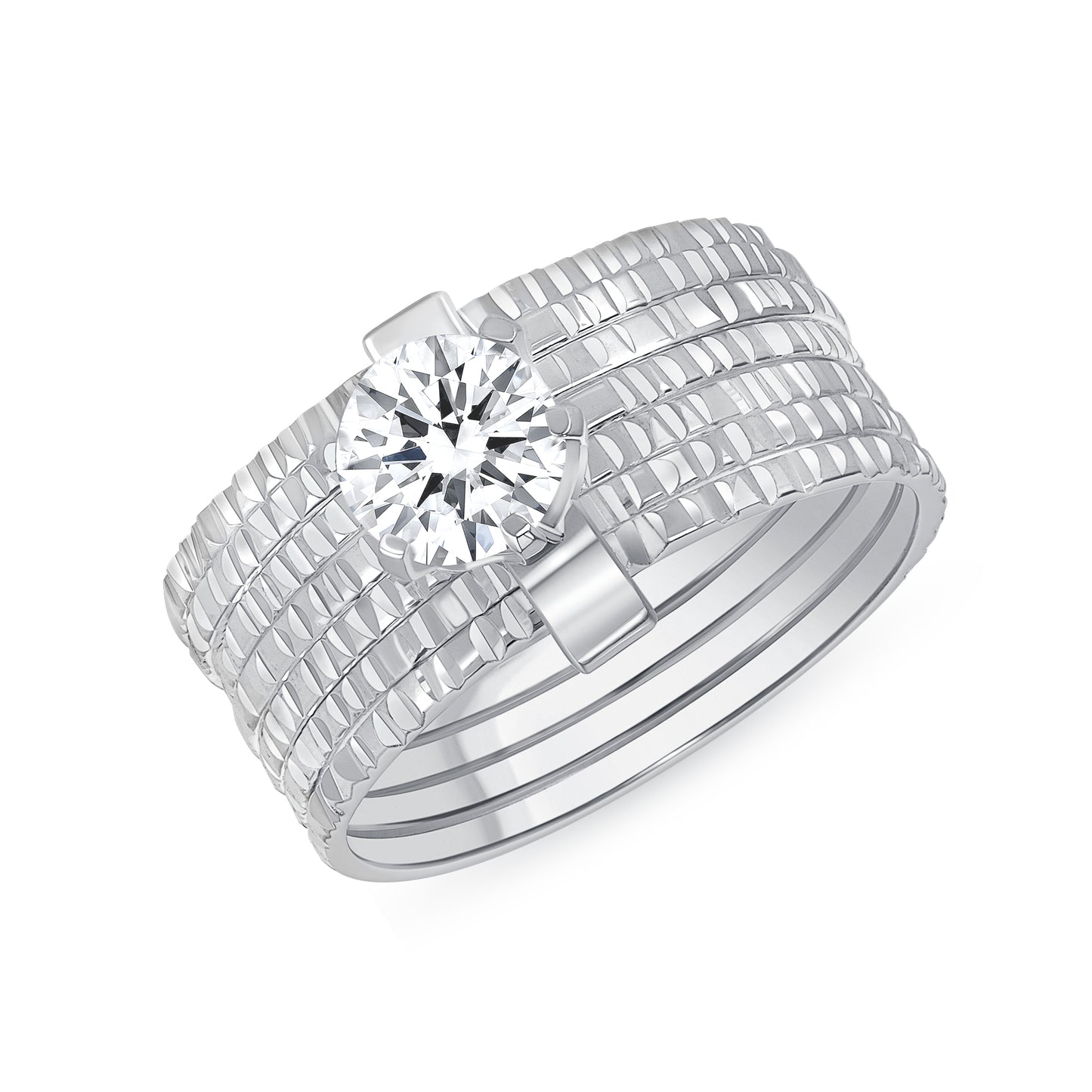Silver 925 Seminario Engagement Cubic Zirconia Ring. RGMX16