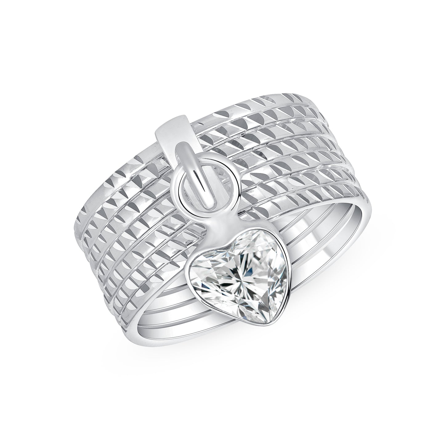 Silver 925 Seminario Heart Cubic Zirconia Ring. RGMX19