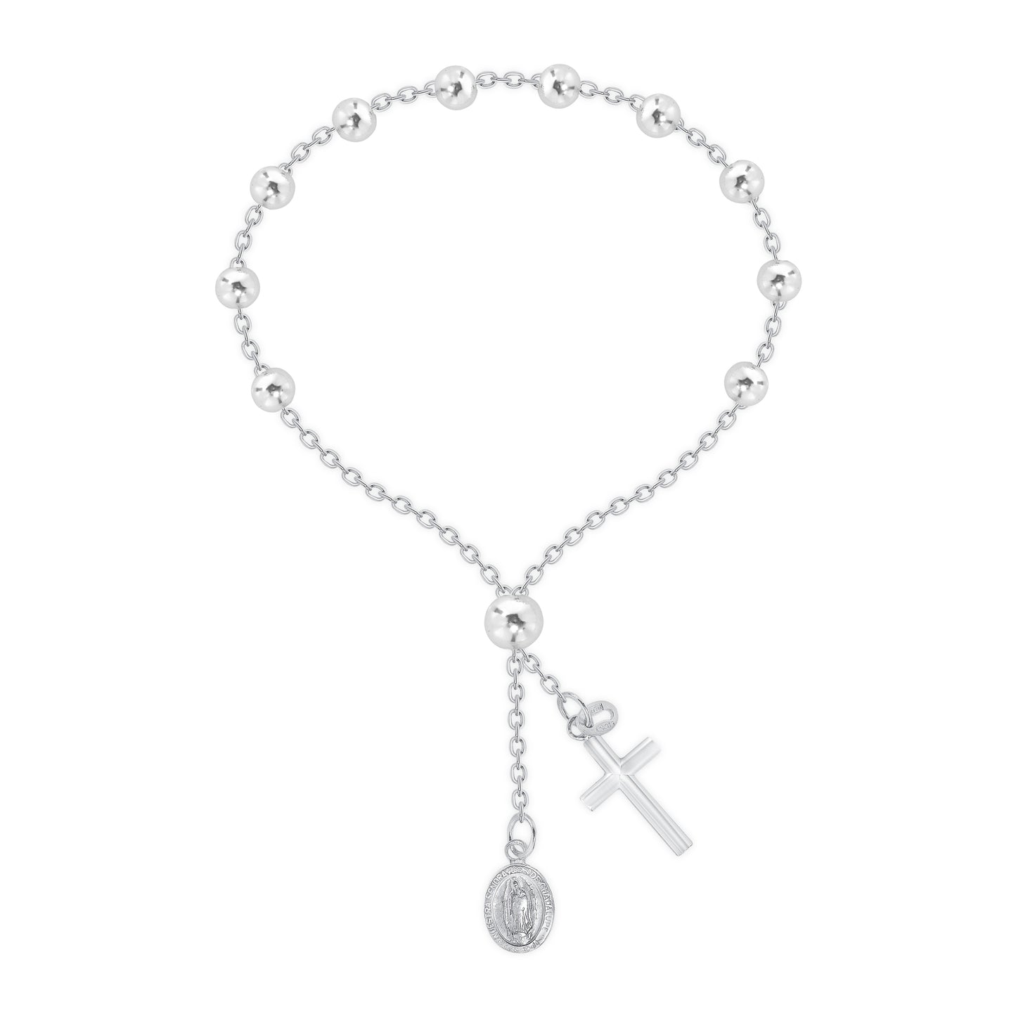 Silver 925 Italian Rosary 5mm Rolo Adjacent Bracelet. ROSARYBRR-5MM