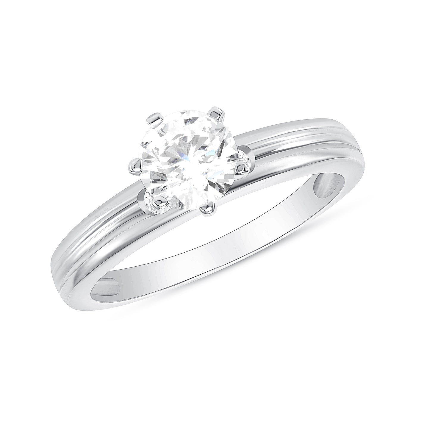Silver 925 Trios Round Cubic Zirconia Criss Cross Rings. RS1261C3