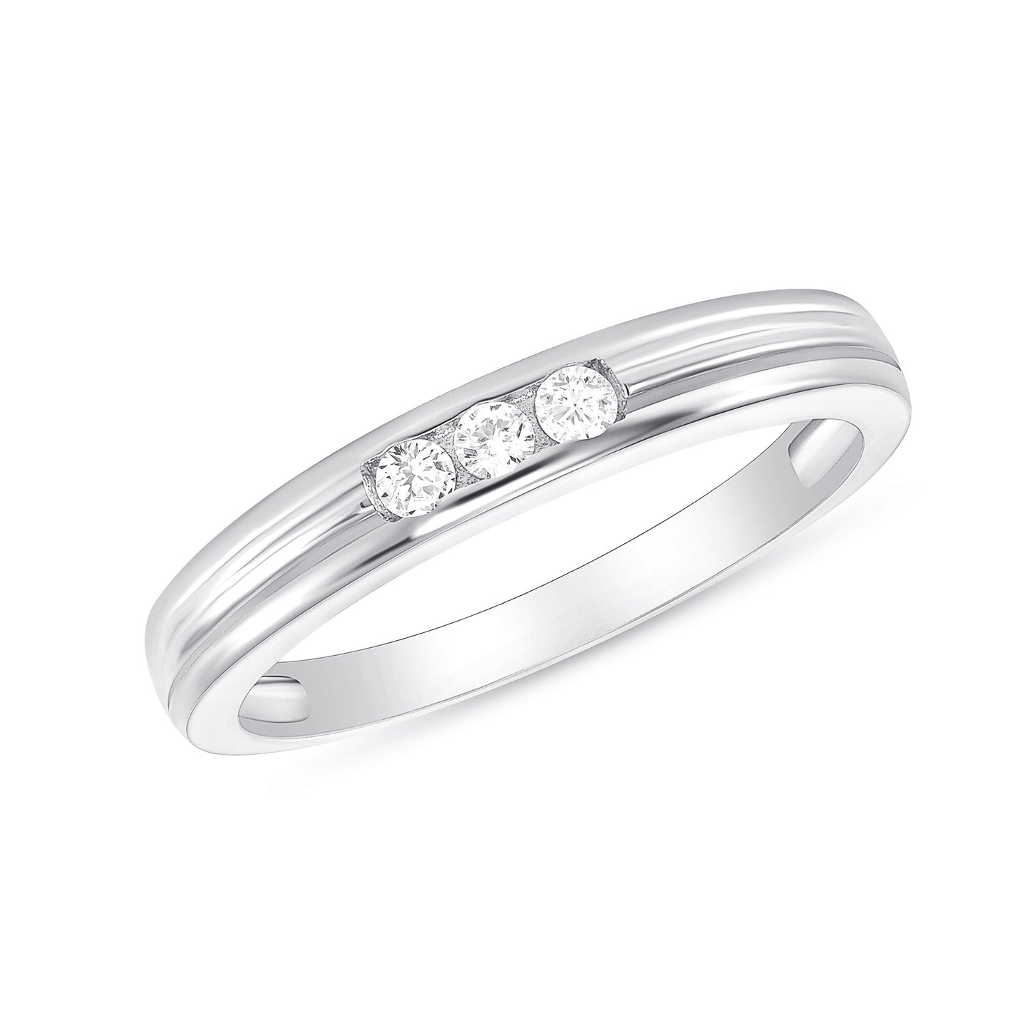 Silver 925 Trios Round Cubic Zirconia Criss Cross Rings. RS1261C3