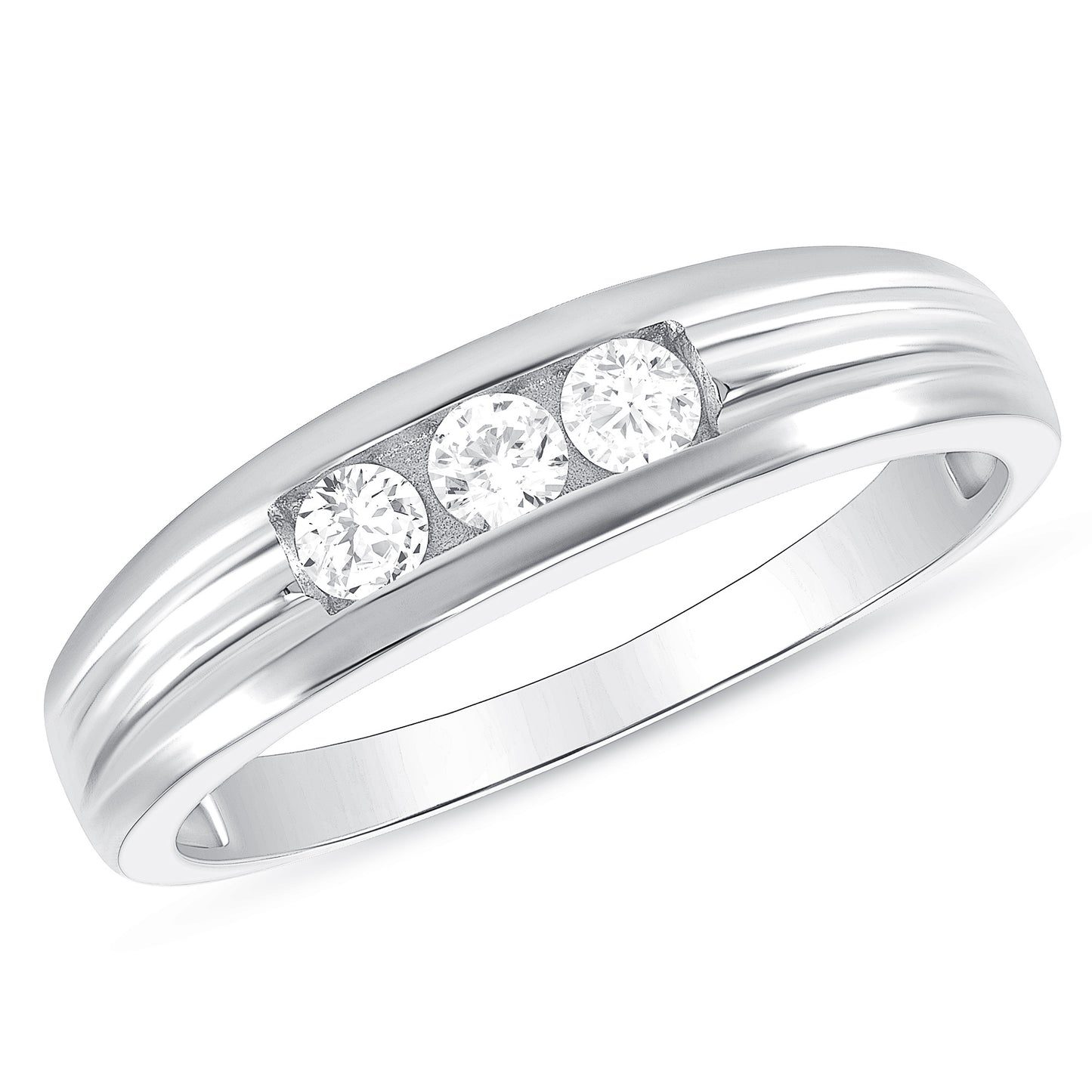 Silver 925 Trios Round Cubic Zirconia Criss Cross Rings. RS1261C3