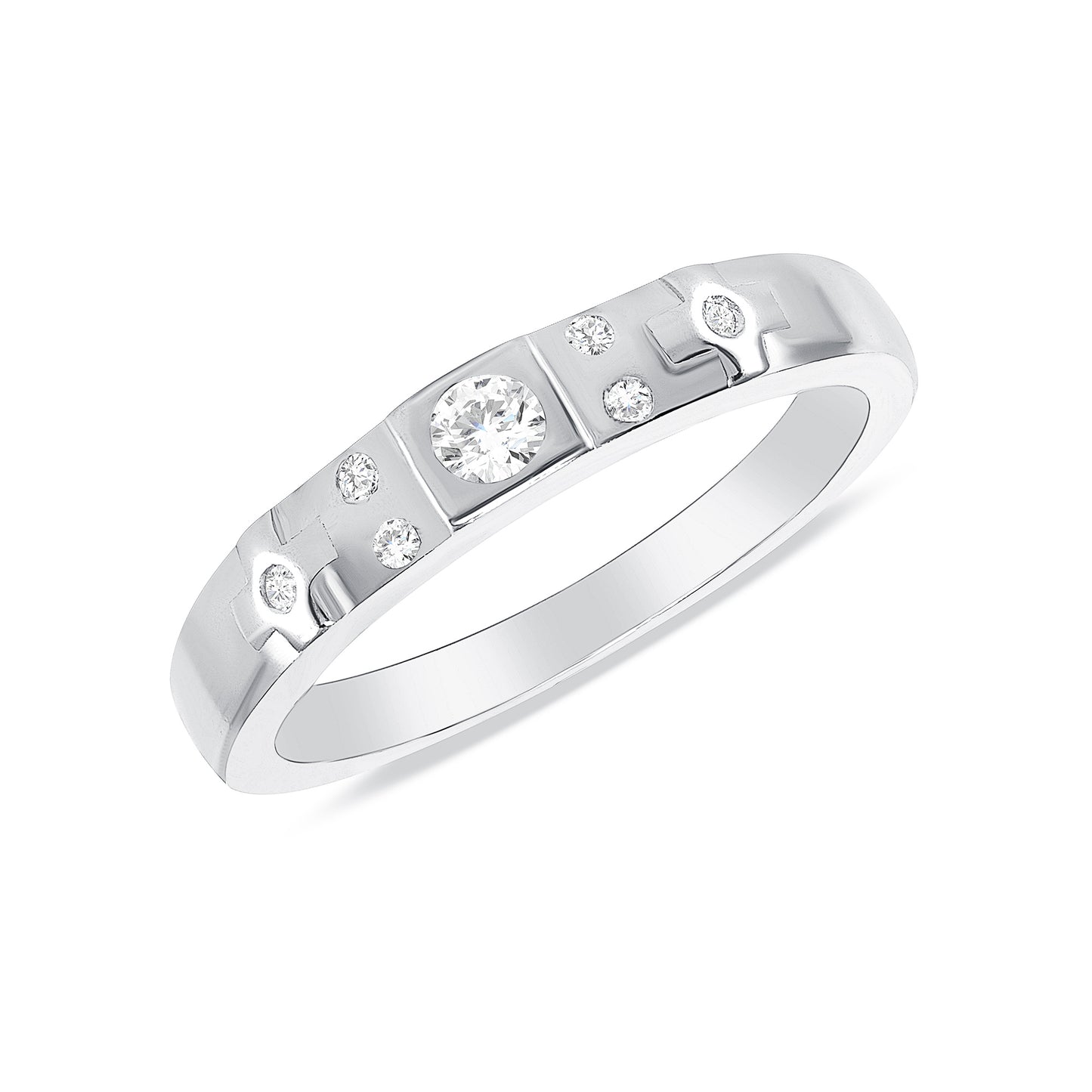 Silver 925 Trios Round Cubic Zirconia Cross Rings. RS1468C3
