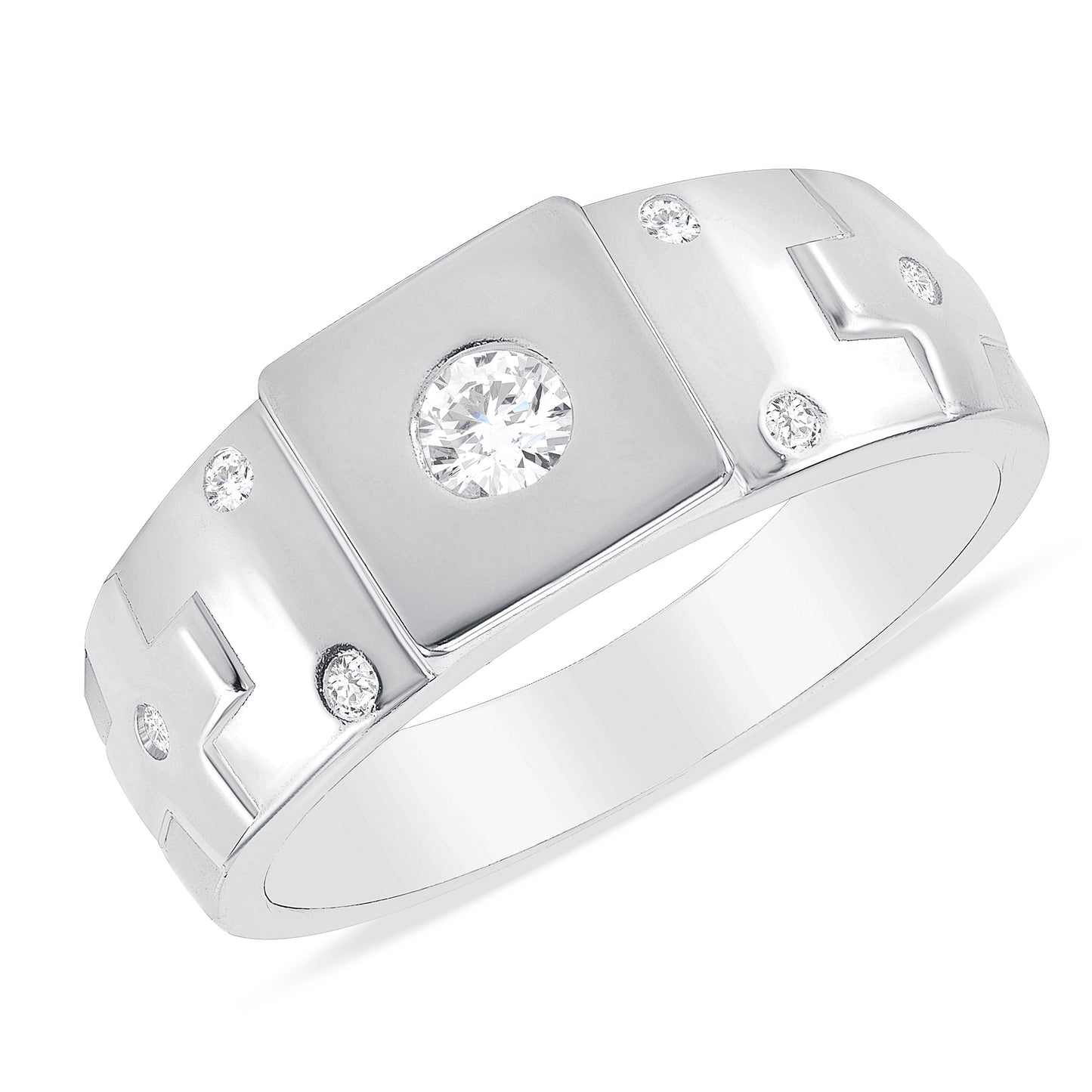 Silver 925 Trios Round Cubic Zirconia Cross Rings. RS1468C3