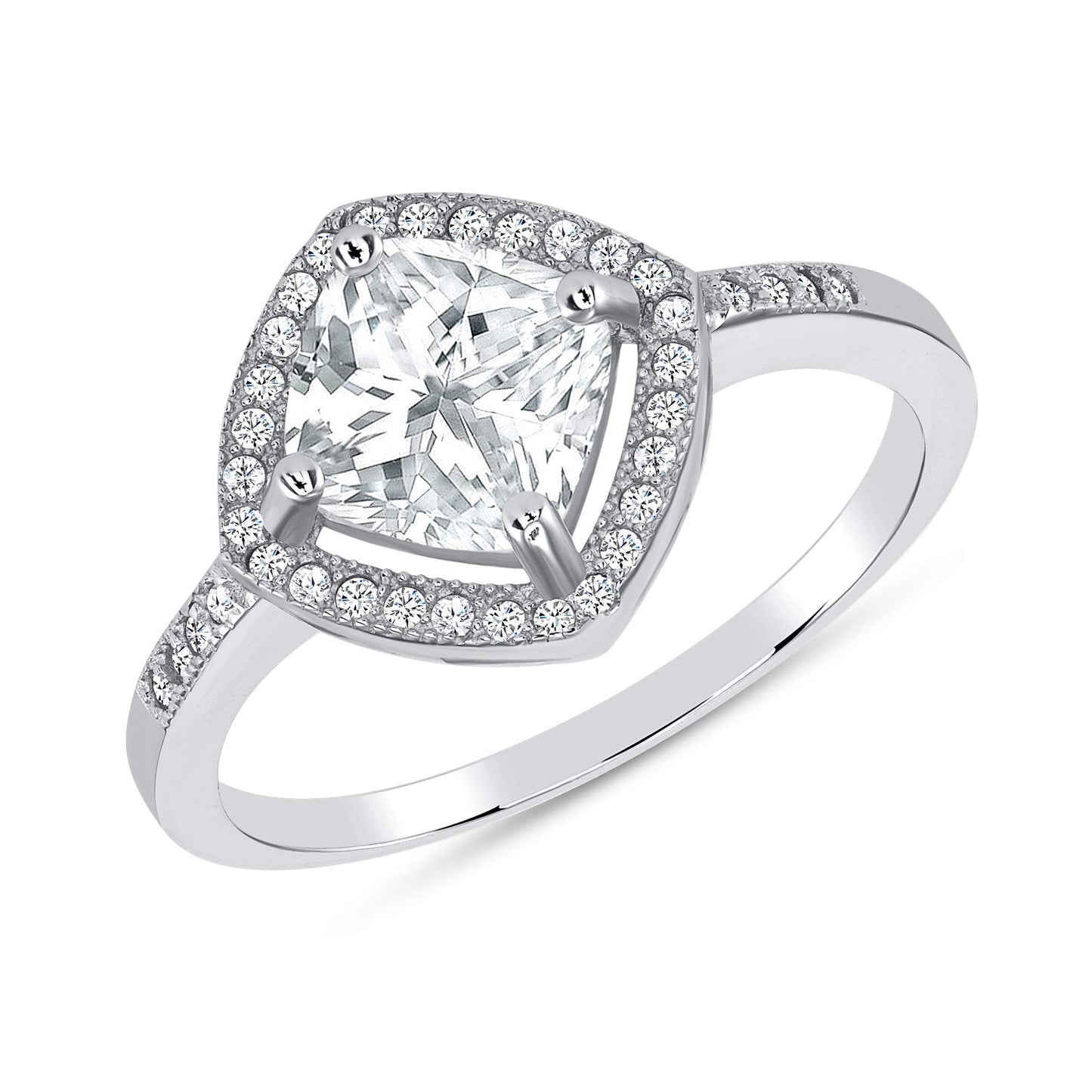 Sterling Silver Square Halo Ring