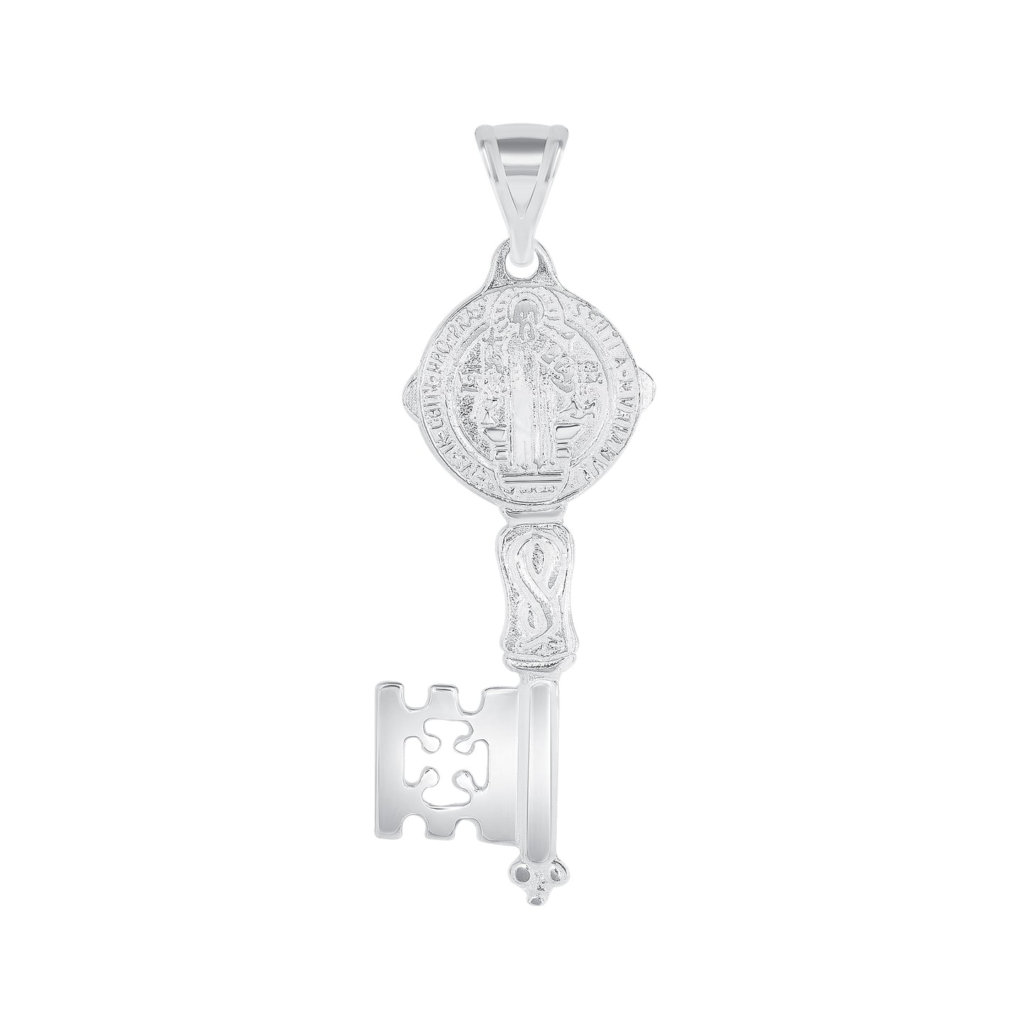 Silver 925 San Benito (Saint Benedict) Oval Diamond Cut Pendant. SANBEN01