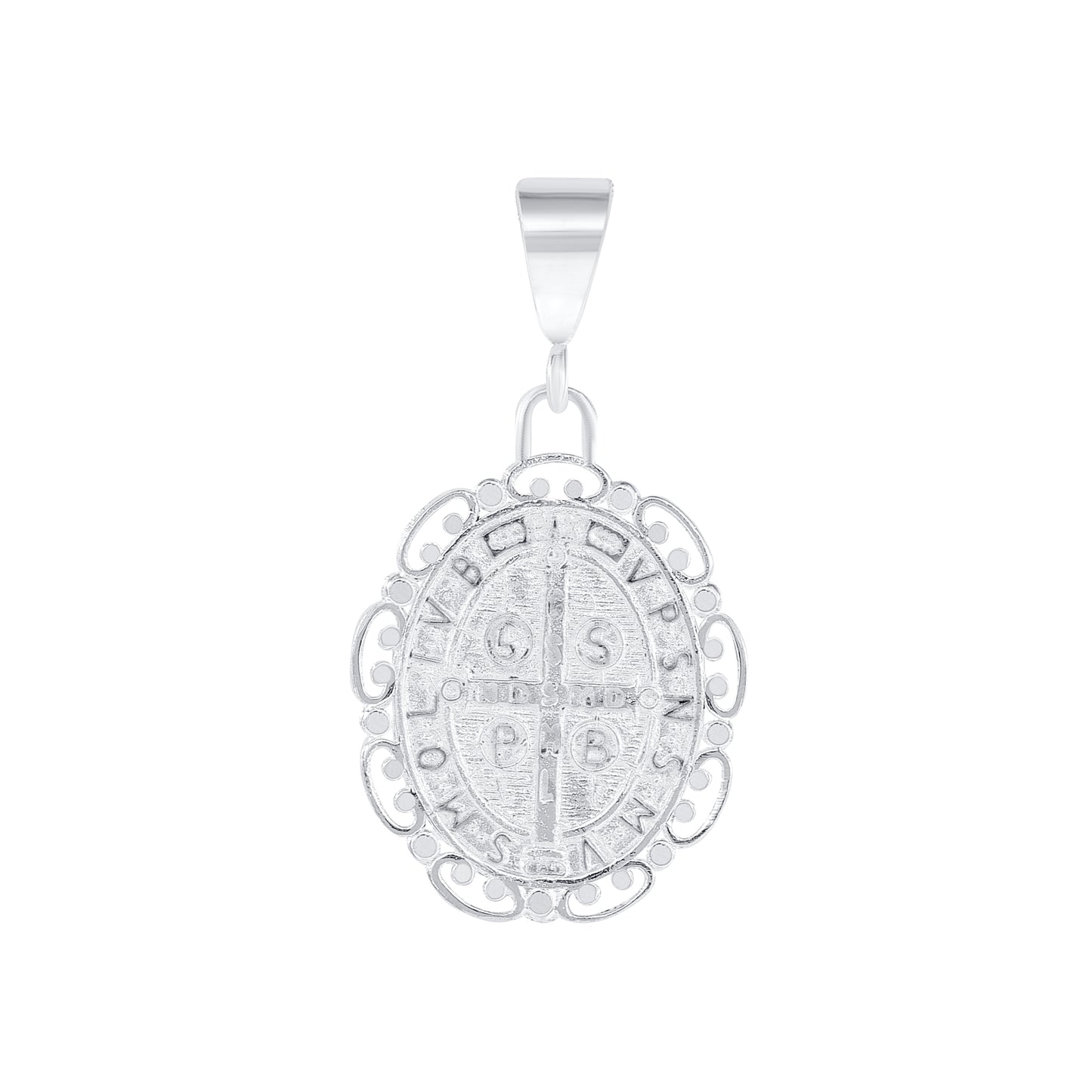 Silver 925 Saint Benedict (San Benito) Oval Double Sided Medallion. SANBEN06