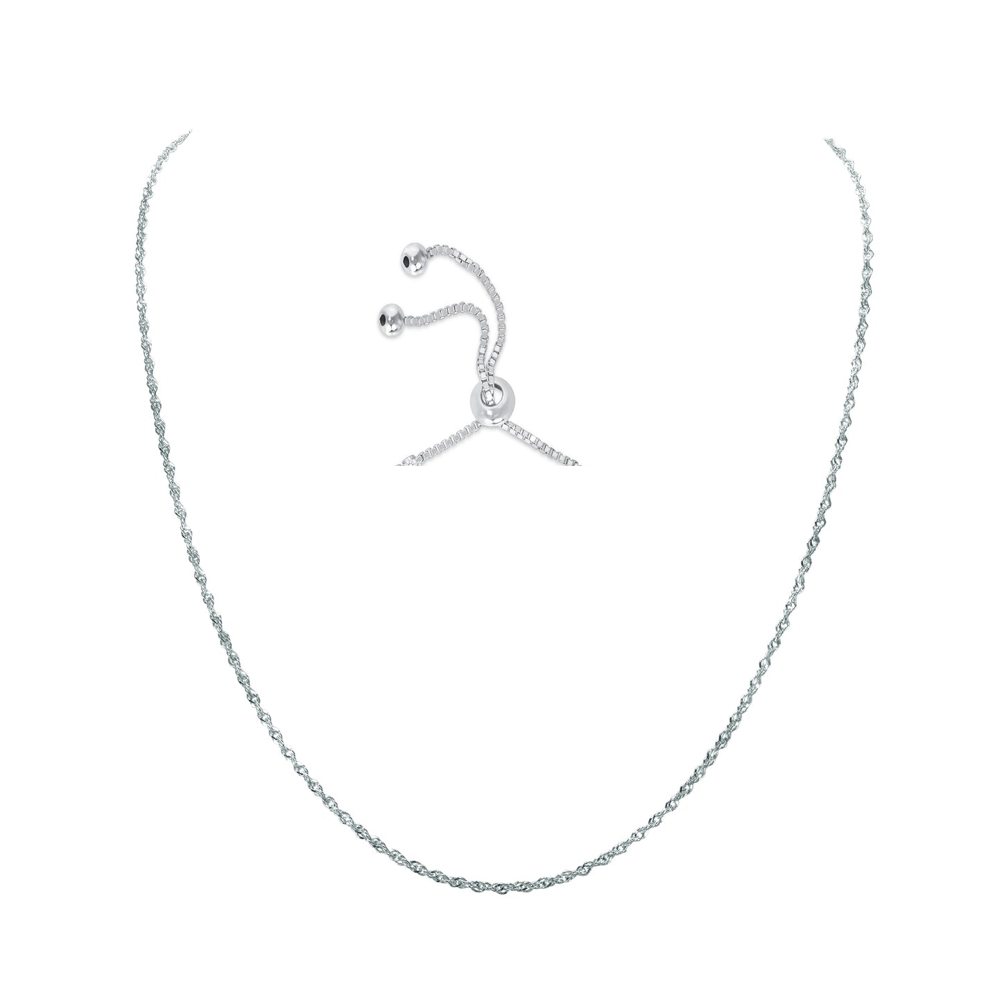 Silver 925 Singapore 030 Adjustable Chain. SING030-ADJ-22