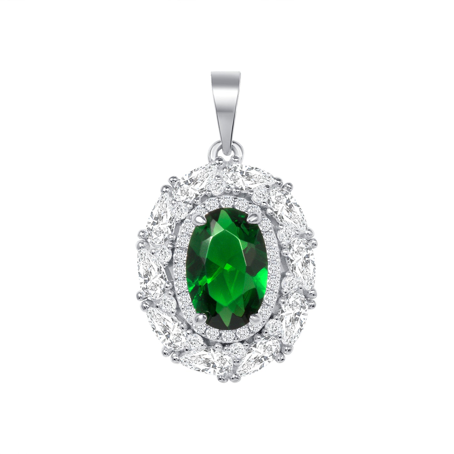 Silver 925 Green Cubic Zirconia Oval Shape Set. SETBP15393GRN