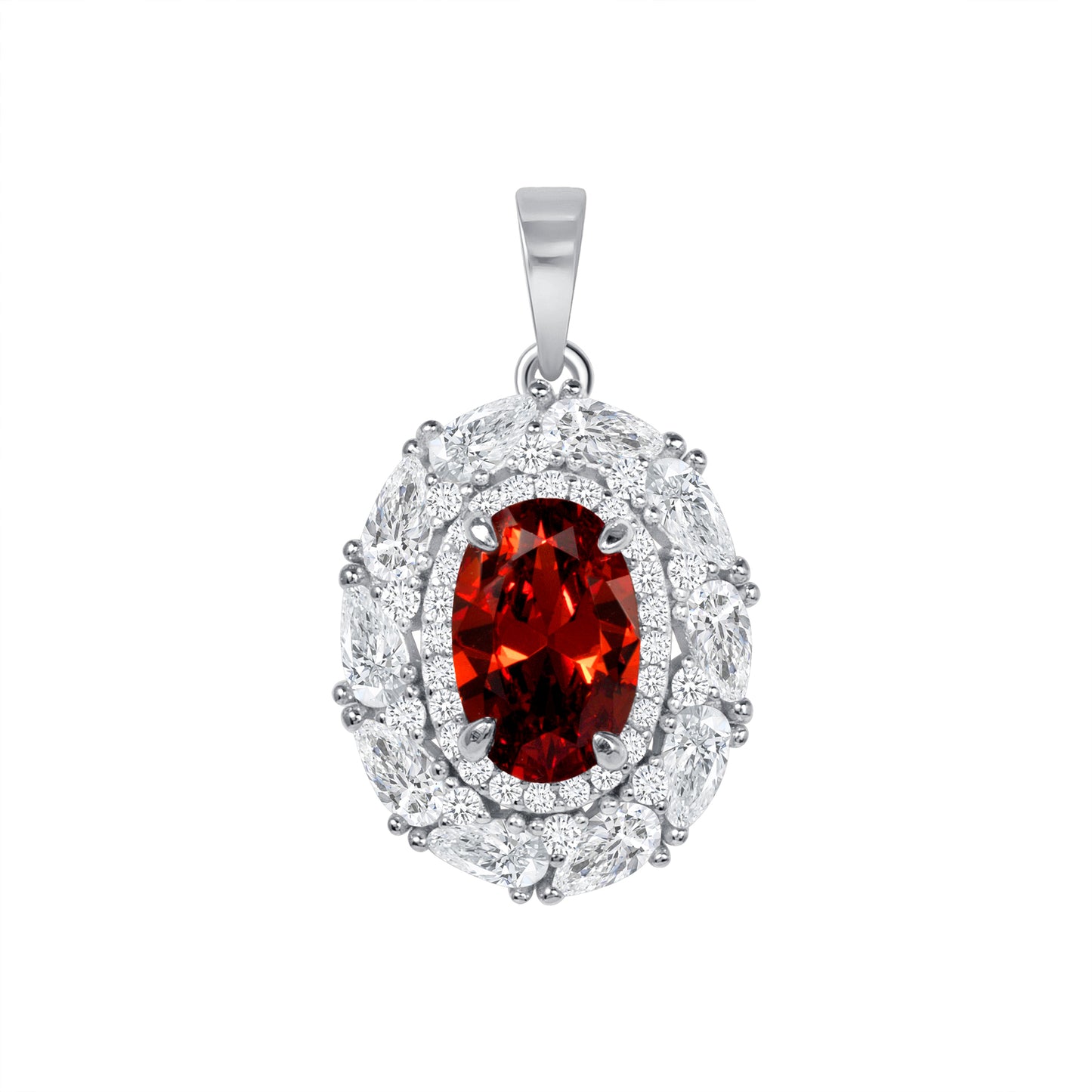 Silver 925 Red Cubic Zirconia Oval Shape Set. SETBP15393RED