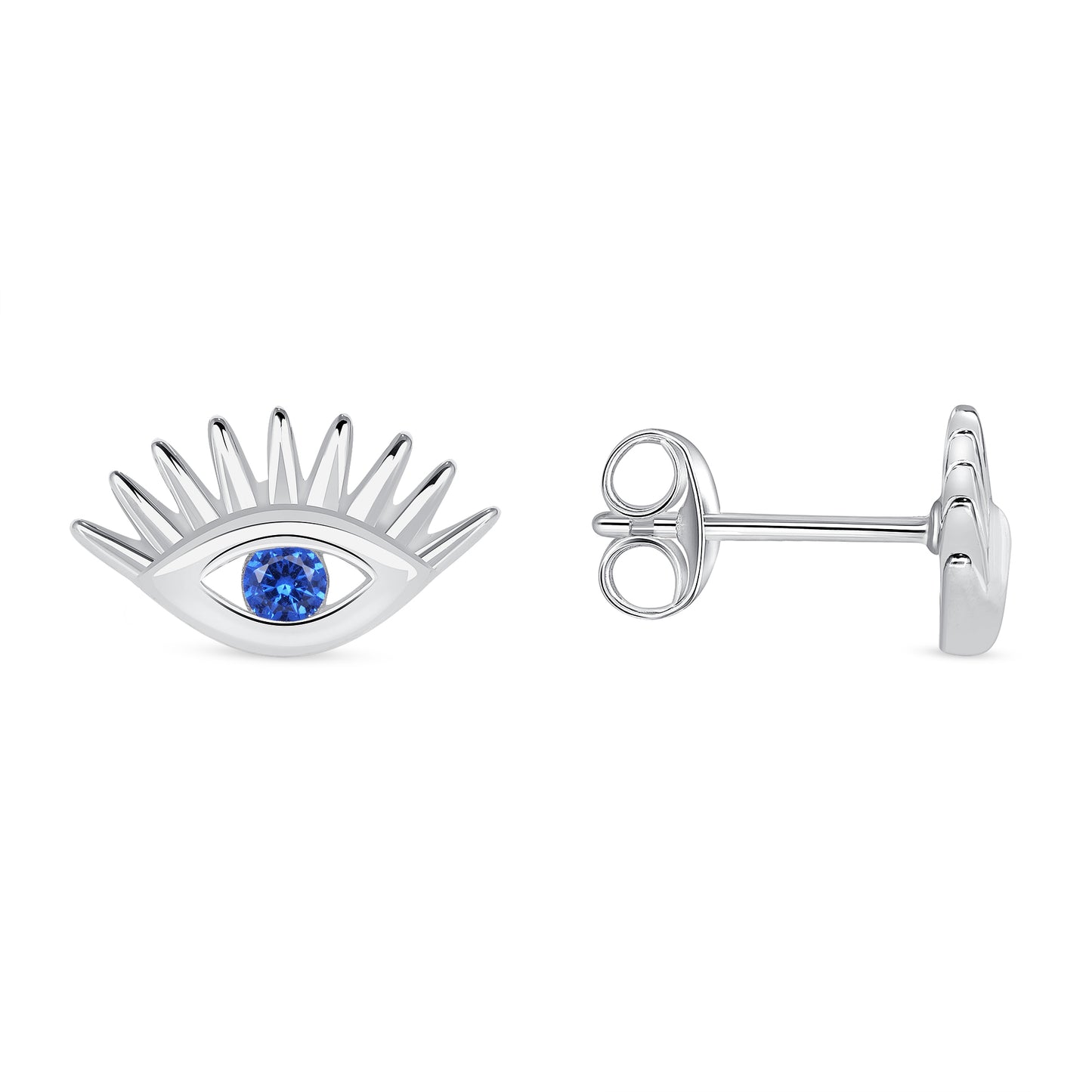 Silver 925 Rhodium Plated Devil Eye Blue Cubic Zirconia Set. SETDGP1497RHD