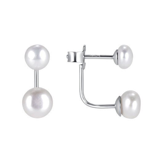 Silver 925 Rhodium Plated Pearl Earring. BE9448