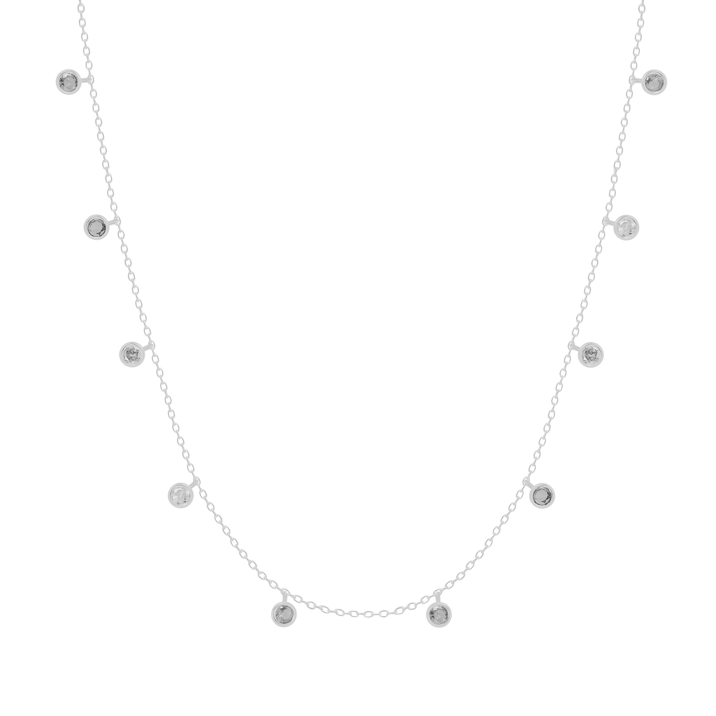 Silver 925 Rhodium Plated Cubic Zirconia By the Yard Necklace. BN3798RHD