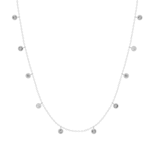 Silver 925 Rhodium Plated Cubic Zirconia By the Yard Necklace. BN3798RHD