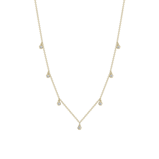 Sterling Silver Gold Plated Cubic Zirconia Round Charm Necklace. BN3871GP