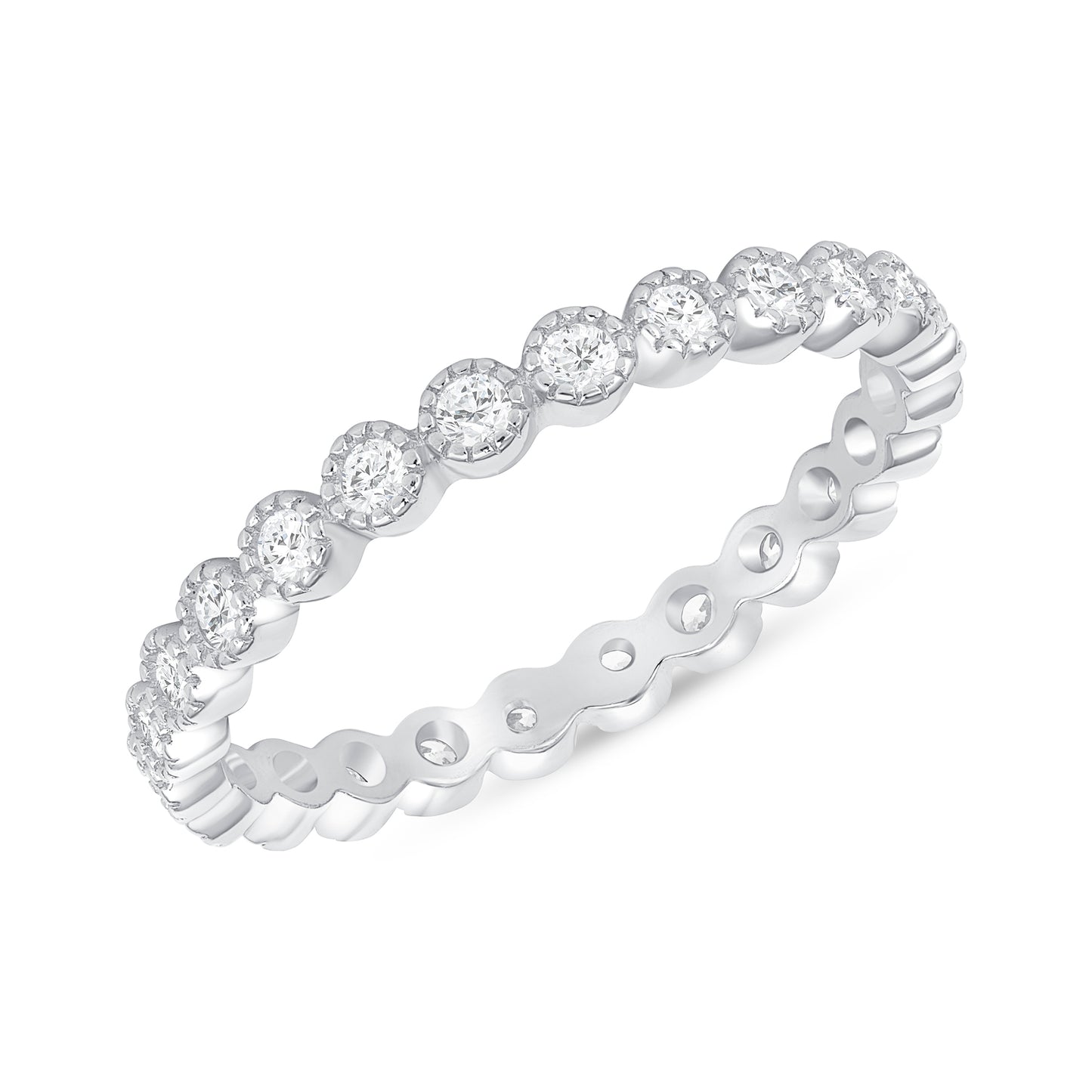 Silver 925 Rhodium Plated Cubic Zirconia Infinity Stackable Ring. BR14959
