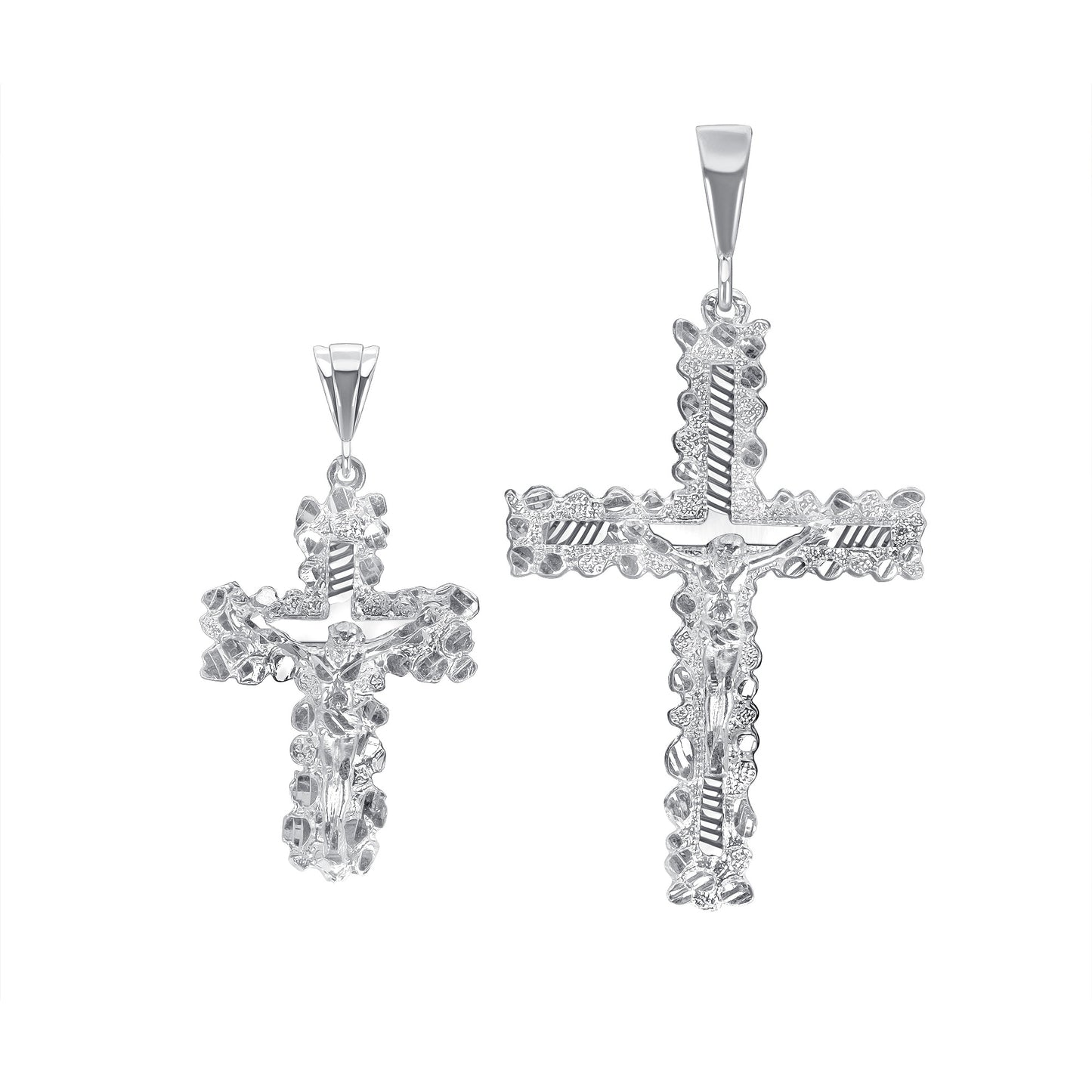 Silver 925 Nugget Style Cross w/ Jesus Pendant. CR991