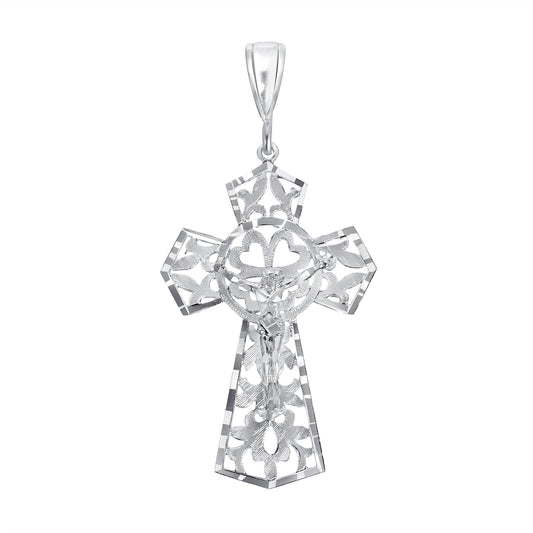 Silver 925 Clover Cross w/ Jesus Pendant. CROSS71