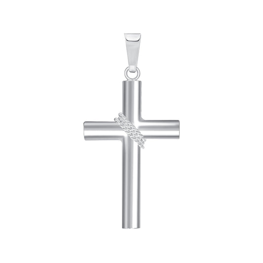 Silver 925 Cross w/ Rope Pendant. CROSS73