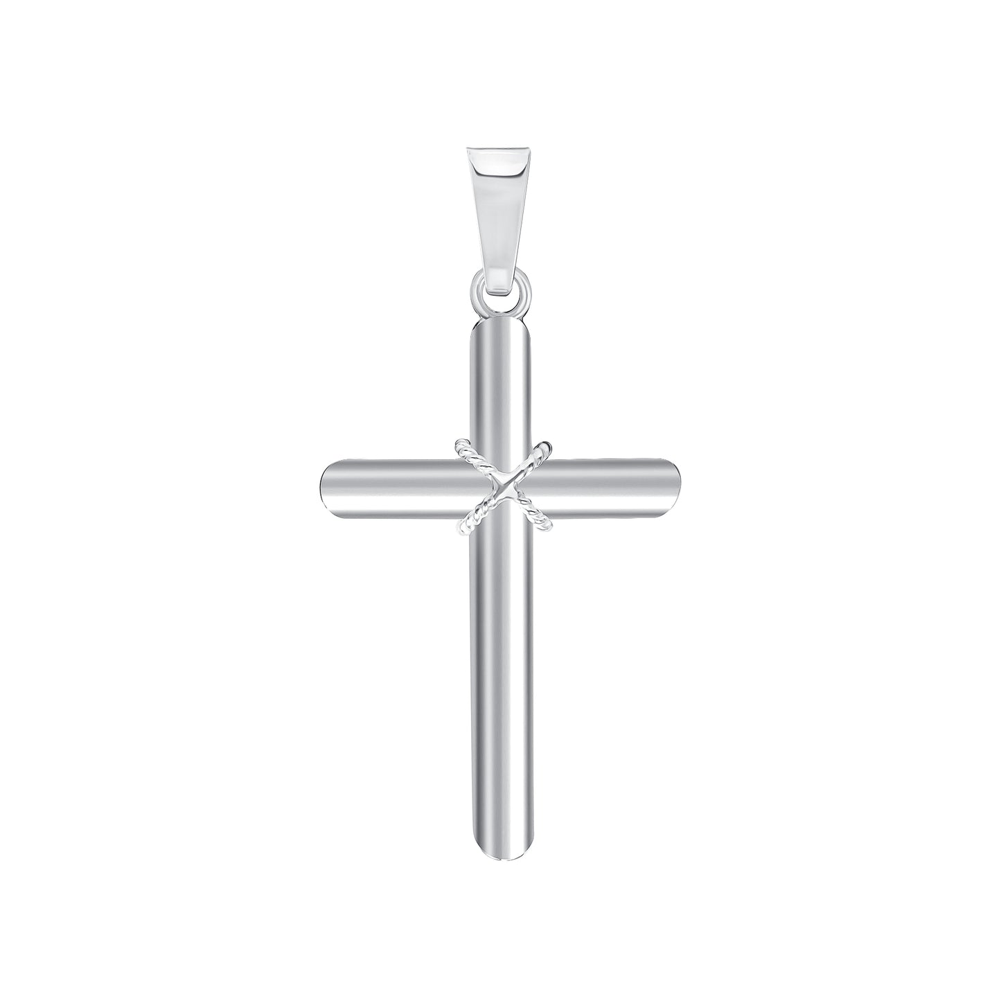 Silver 925 Cross w/ X Rope Pendant. CROSS74