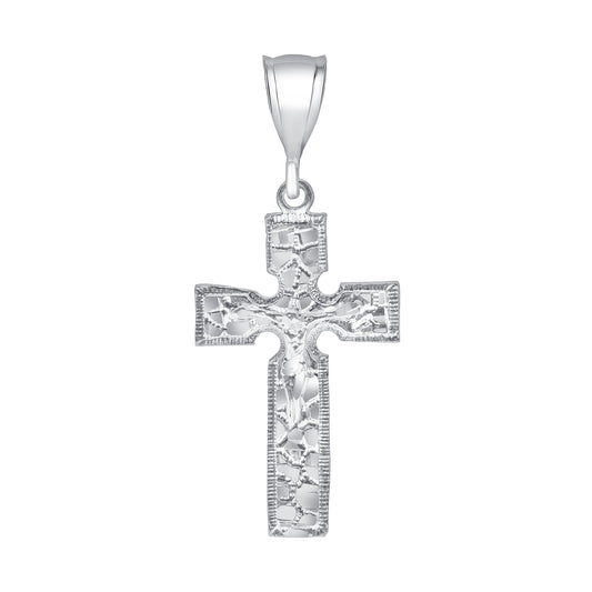 Silver 925 Nugget Cross w/ Jesus Pendant. CROSS78