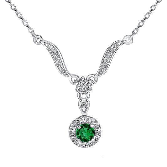Silver 925 Rhodium Plated Green Cubic Zirconia Round Color Set. DGE1829BGN1037G