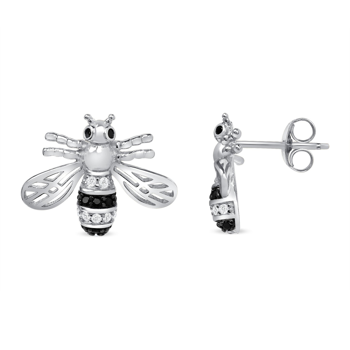 Silver 925 Yellow Rhodium Plated Bee Cubic Zirconia Earring. DGE2356RHD