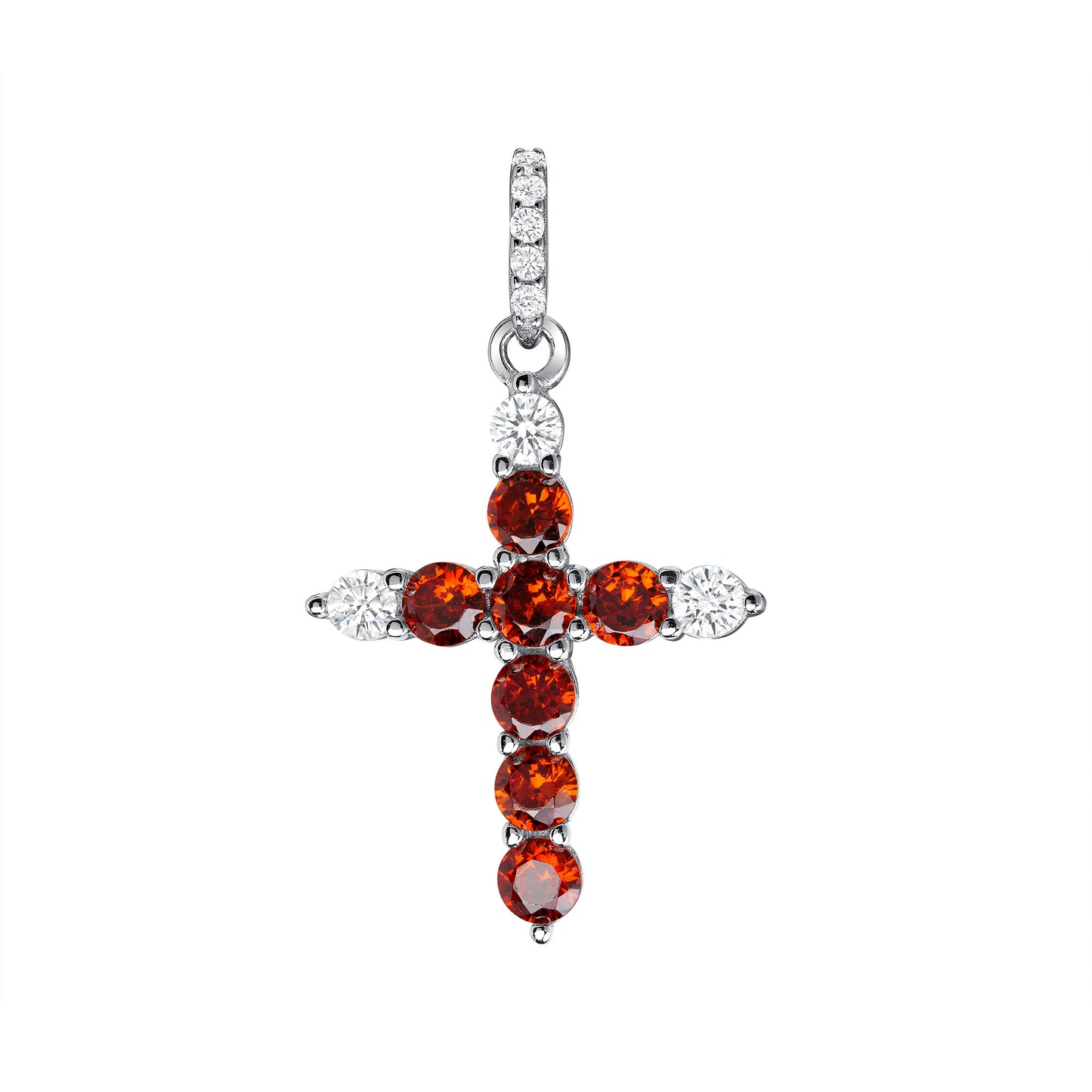 Silver 925 Red Cubic Zirconia Cross Pendant. DGP1817RED