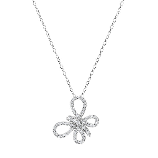 Silver 925 Cubic Zirconia Butterfly Necklace. DGP1826