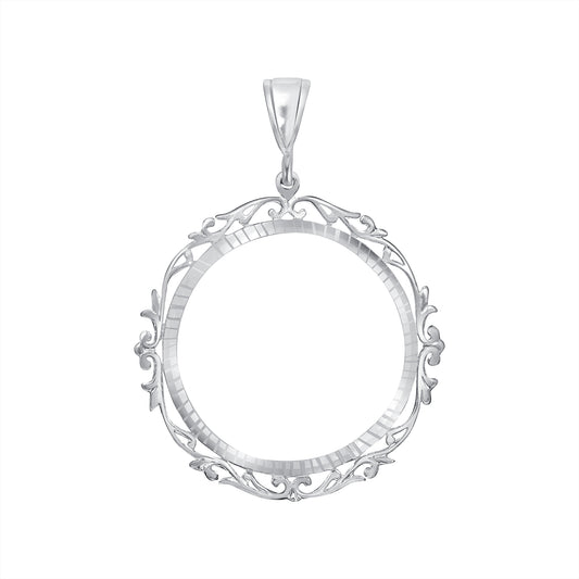 Silver 925 Coin Frame Bezel Diamond Cut Pendant. FRAME06