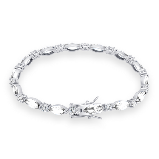 GH2046CLR. Silver 925 Rhodium Plated Clear Cubic Zirconia Tennis Bracelet