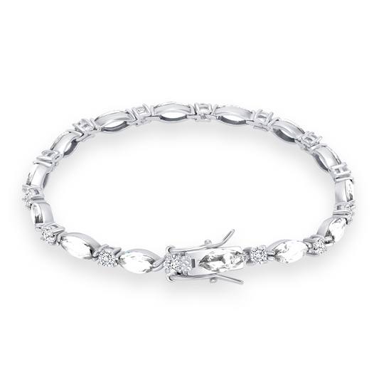 Silver 925 Rhodium Plated Clear Cubic Zirconia Tennis Bracelet. GH2046CLR