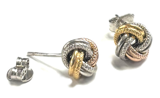 Silver 925 Love Knot Stud 8MM Earrings 3 Colors. ITE143C-8MM