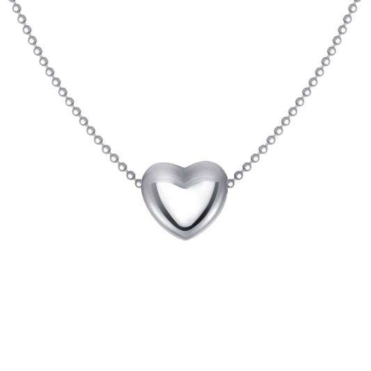 Silver 925 White Gold Plated Floating Heart Necklace. ITNK1052-WG