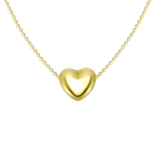 Silver 925 Yellow Gold Plated Floating Heart Necklace. ITNK1052-YG